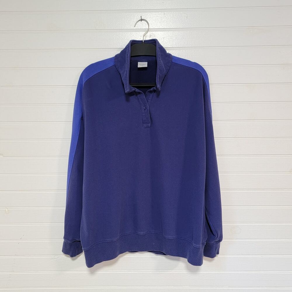 Outdoor Voices‎ Mens Long Sleeve Rugby Colorblock Henley Shirt Size Large Purple